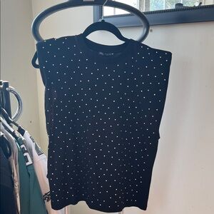 Zara Black Sleeveless Top with Silver rhinestones with padded shoulders